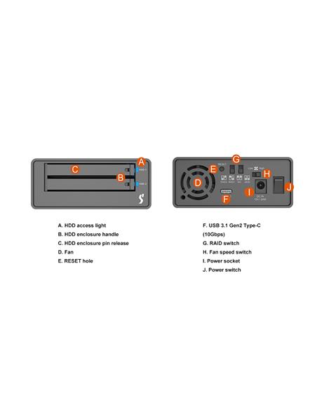 Stardom 2 Bay MR2-B31 Type C USB3.1 Almacenamiento portátil color Negro