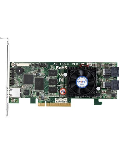 ARECA 8port 12Gb/s SAS RAID PCIe x8 CardDual Core ROC,2GB Cache,2x SFF-8643,LP