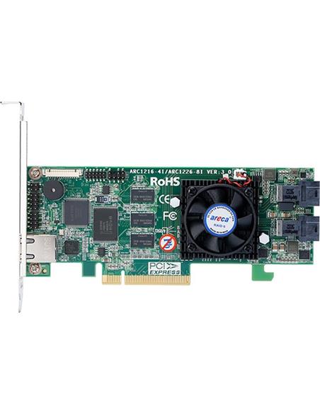ARECA 8x 12Gb/s SAS PCIe x8 RAID Card,1GB Cache, 2x intern SFF-8643, LP